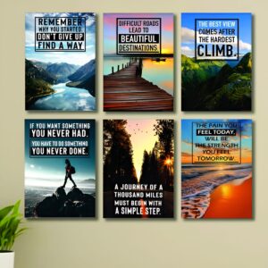 Set of 6 Motivational Theme phototiles for wall Decoration/ wooden phototiles