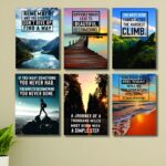 Set of 6 Motivational Theme phototiles for wall Decoration/ wooden phototiles