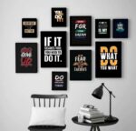 Modern 10-Piece Yellow & Black Motivational Wall Art