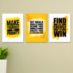 Set of 3 Motivational Theme phototiles for wall Decoration/ wooden phototiles