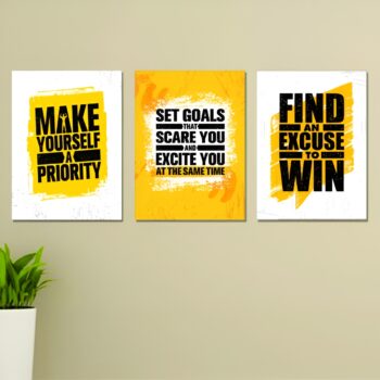 Set of 3 Motivational Theme phototiles for wall Decoration/ wooden phototiles