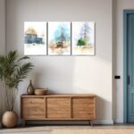 Set of 3 Islamic wall Art Phototiles for wall decoration/ wooden wall phototiles