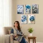 set of 5 flower theme phototiles for wall decoration/ wooden phototiles