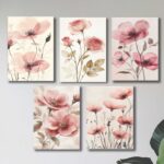 Set of 5 Flower wall Art Phototiles for wall decoration/ wooden wall phototiles