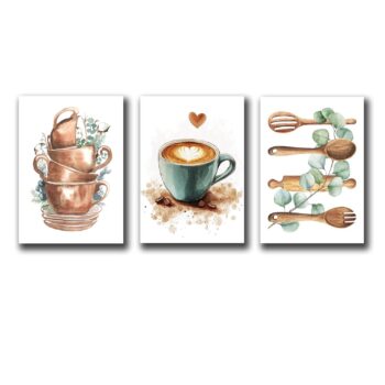 Set of 3 kitchen theme Phototiles for wall decoration/ wooden wall phototiles