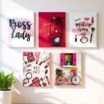 set of 5 girls Makeup theme phototiles for wall Decoration/ wooden phototiles (102)