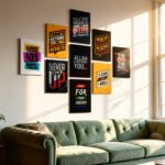 Set of 9 Motivational Theme phototiles for wall Decoration/ wooden phototiles