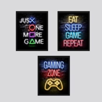 Set of 3 Gaming Theme phototiles for wall Decoration/ wooden phototiles
