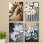 Set of 4 Flower phototiles for wall decoration/ wooden phototiles
