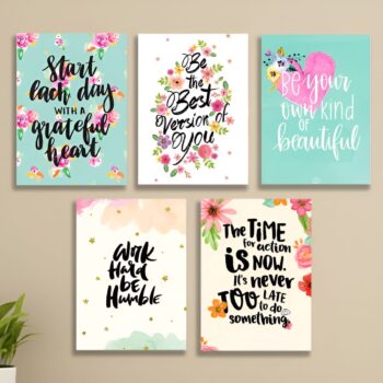 set of 5 Motivational phototiles for wall Decoration/ wooden phototiles