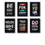 Set of 6 Motivational Theme phototiles for wall Decoration/ wooden phototiles