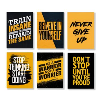 Set of 6 Motivational Theme phototiles for wall Decoration/ wooden phototiles