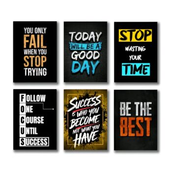 Set of 6 Motivational Theme phototiles for wall Decoration/ wooden phototiles