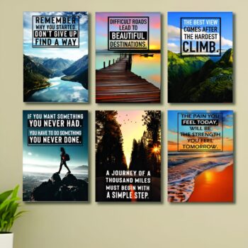 Set of 6 Motivational Theme phototiles for wall Decoration/ wooden phototiles
