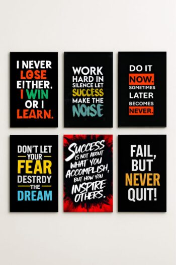 Set of 6 Motivational Theme phototiles for wall Decoration/ wooden phototiles