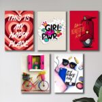 Set of 5 girls theme wall Art phototiles for wall Decoration/ wooden phototiles