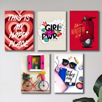 Set of 5 girls theme wall Art phototiles for wall Decoration/ wooden phototiles