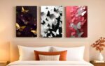 Set of 3 Butterfly theme Phototiles for wall decoration/ wooden phototiles