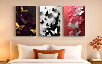 Set of 3 Butterfly theme Phototiles for wall decoration/ wooden phototiles
