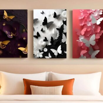 Set of 3 Butterfly theme Phototiles for wall decoration/ wooden phototiles
