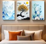 Set of 3 Butterfly theme Phototiles for wall decoration/ wooden wall phototiles
