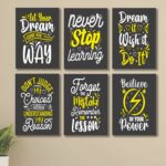 Set of 6 Motivational Theme phototiles for wall Decoration/ wooden phototiles (005)