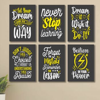 Set of 6 Motivational Theme phototiles for wall Decoration/ wooden phototiles (005)