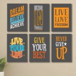 Set of 6 Motivational Theme phototiles for wall Decoration/ wooden phototiles (009)