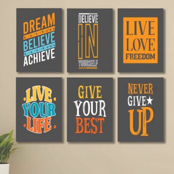Set of 6 Motivational Theme phototiles for wall Decoration/ wooden phototiles (009)