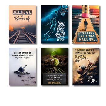 Set of 6 Motivational Theme phototiles for wall Decoration/ wooden phototiles (013)