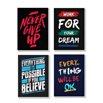 Set of 4 Motivational Theme phototiles for wall Decoration/ wooden phototiles (016)