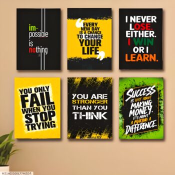 Set of 6 Motivational Theme phototiles for wall Decoration/ wooden phototiles (011)