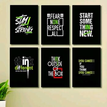 Set of 6 Motivational Theme phototiles for wall Decoration/ wooden phototiles