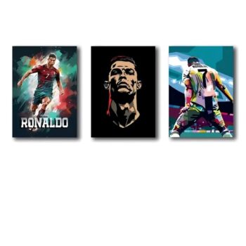 Set of 3 Footballer phototiles for wall Decoration/ wooden phototiles
