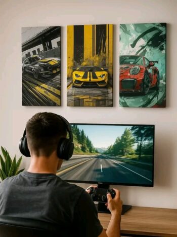 Set of 3 car phototiles for wall Decoration/ wooden phototiles