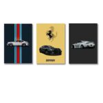 Set of 3 Ferrari car phototiles for wall Decoration/ wooden phototiles