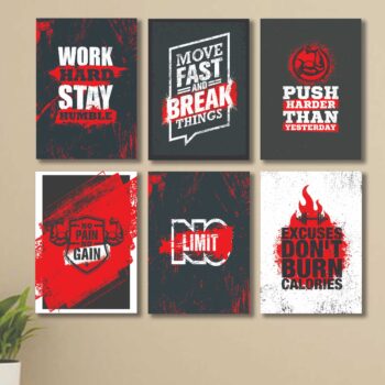 Set of 6 Motivational Theme phototiles for wall Decoration/ wooden phototiles
