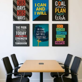 Set of 6 Motivational Theme phototiles for wall Decoration/ wooden phototiles