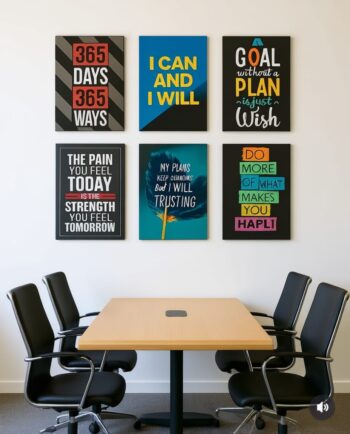 Set of 6 Motivational Theme phototiles for wall Decoration/ wooden phototiles
