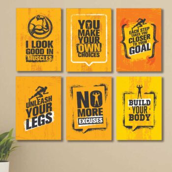 Set of 6 Motivational Theme phototiles for wall Decoration/ wooden phototiles