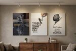 Premium 3-Frame Motivational Wall Art Set – Wooden Sticky Tile Frames with Easy Tape Mounting