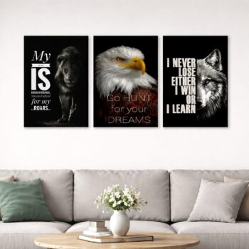 Premium 3-Frame Motivational Wall Art Set – Wooden Sticky Tiles,