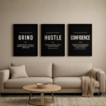 set of 3 Motivational sticky canvas frames for wall decore
