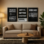 set of 3 Motivational sticky canvas frames for wall decore